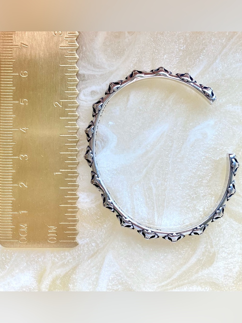 Sterling Silver Floral Cuff Bracelet - Silver - Picture 3 of 3